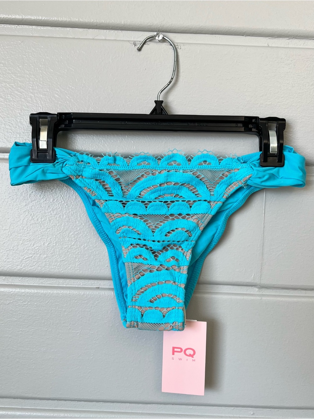 PQ Swim Kai Lace Fanned Bikini Bottom Medium Turquoise NWT MSRP $84